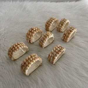 Vintage Shell Capeze Napkin Holder Lot Of 8 Beachy Nautical Coastal Dining
